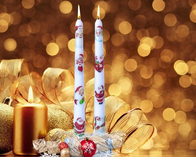 Christmas Taper Candle, Vintage Christmas Candle, Santa Candlesticks, Retro Santa Taper, Nostalgic Christmas, Old Fashion Christmas, 1950's - image2